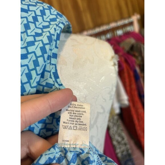 J Crew Blue Aztec Neon Orange Embroidered Tassel Sleeveless Top Sz 0 Boho - Picture 10 of 10